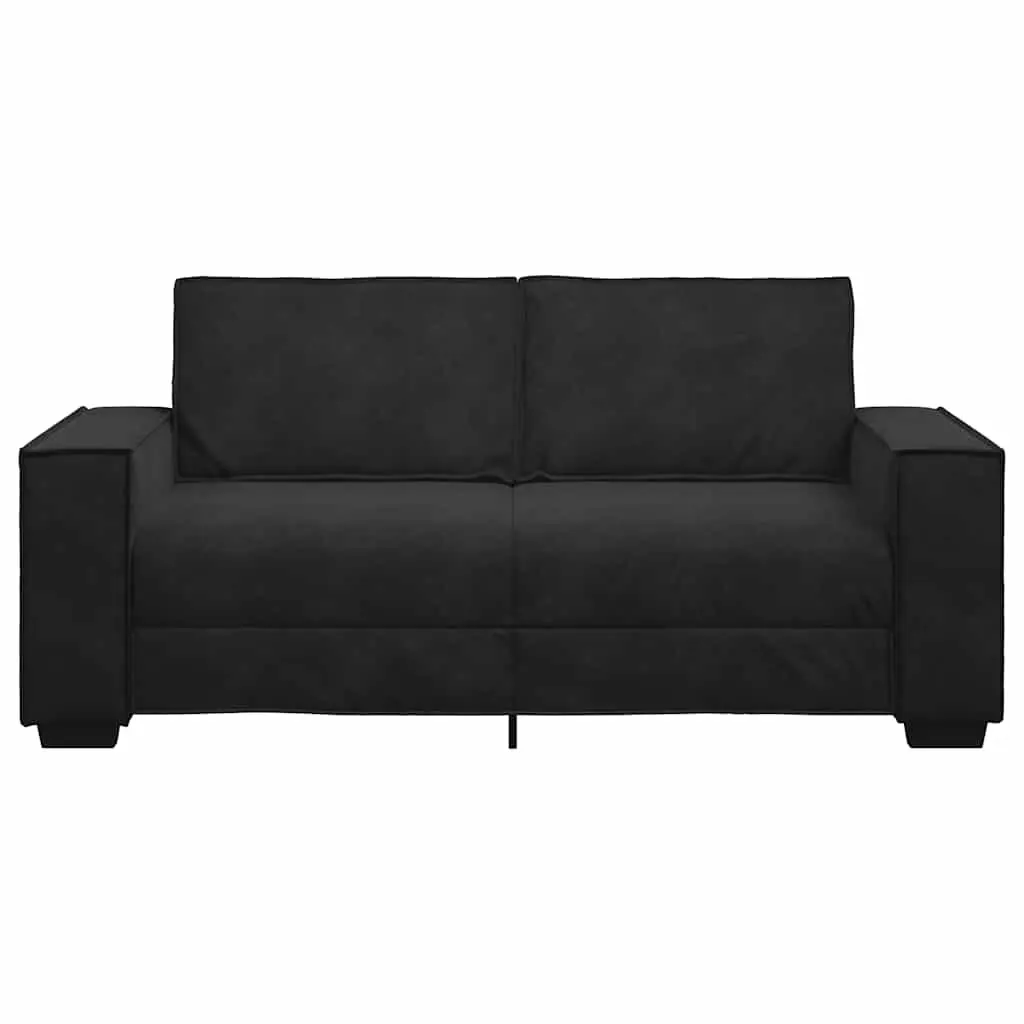 2-Seater Sofa Black Velvet Living Room Lounge Couch Relaxing Furniture