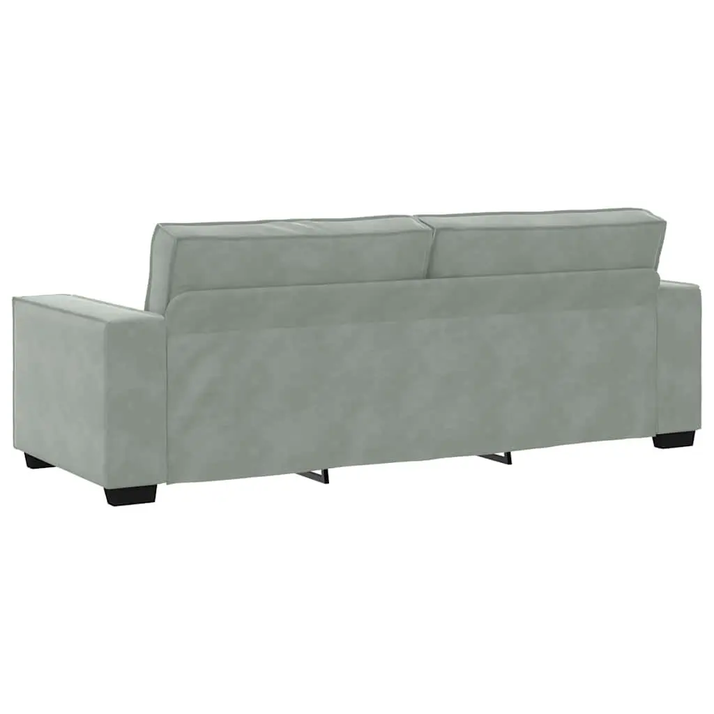 3-Seater Sofa Grey Velvet Lounge Couch Living Room Furniture Comfortable Padded