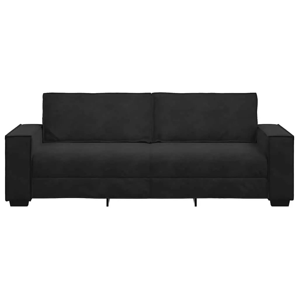 3-Seater Sofa Velvet Black Lounge Couch Living Room Furniture Armrests