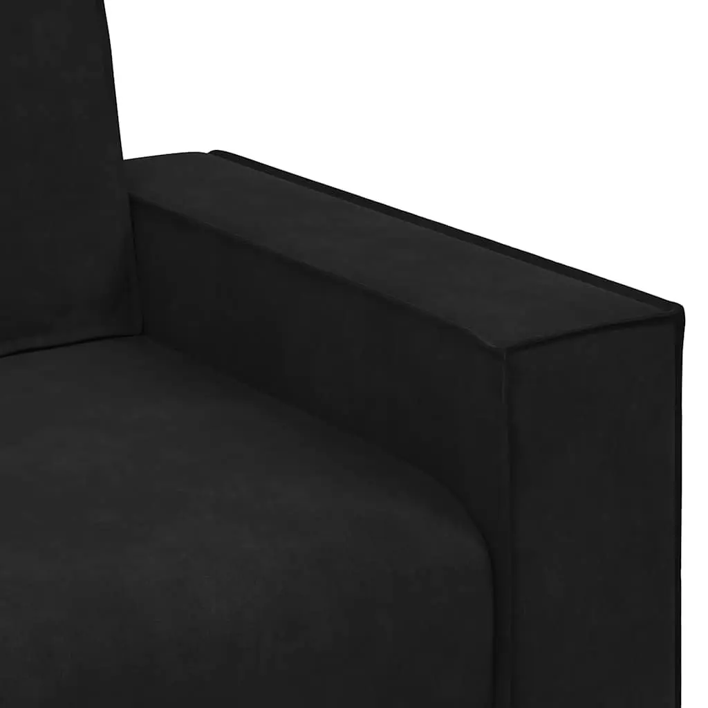 3-Seater Sofa Velvet Black Lounge Couch Living Room Furniture Armrests