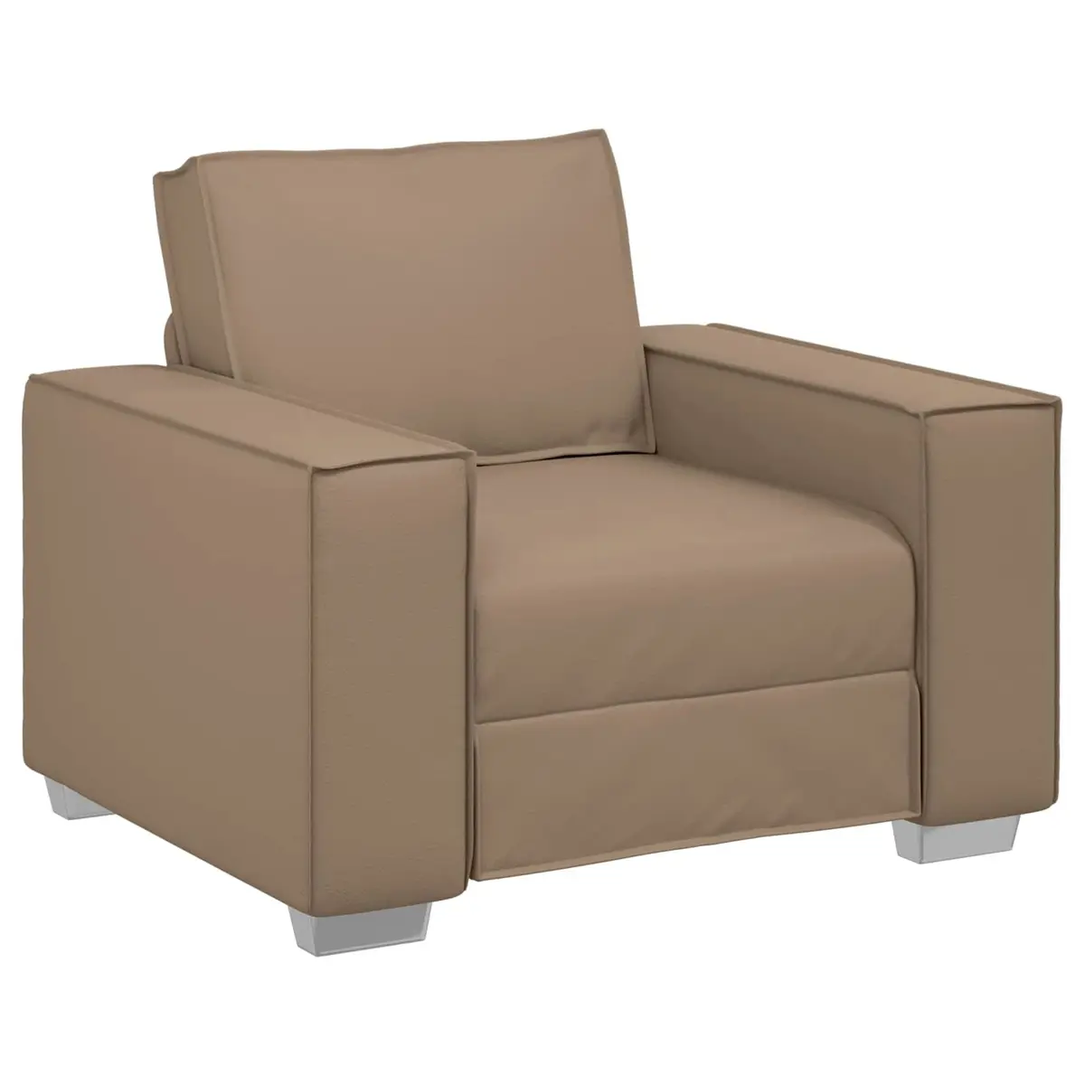 Sofa Chair Brown Faux Leather 100cm Modern Living Room Seating Furniture