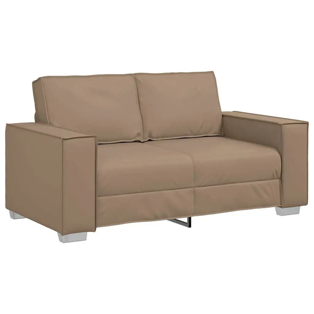 Loveseat Sofa 160 cm Faux Leather 2 Seater Living Room Couch Cappuccino Brown