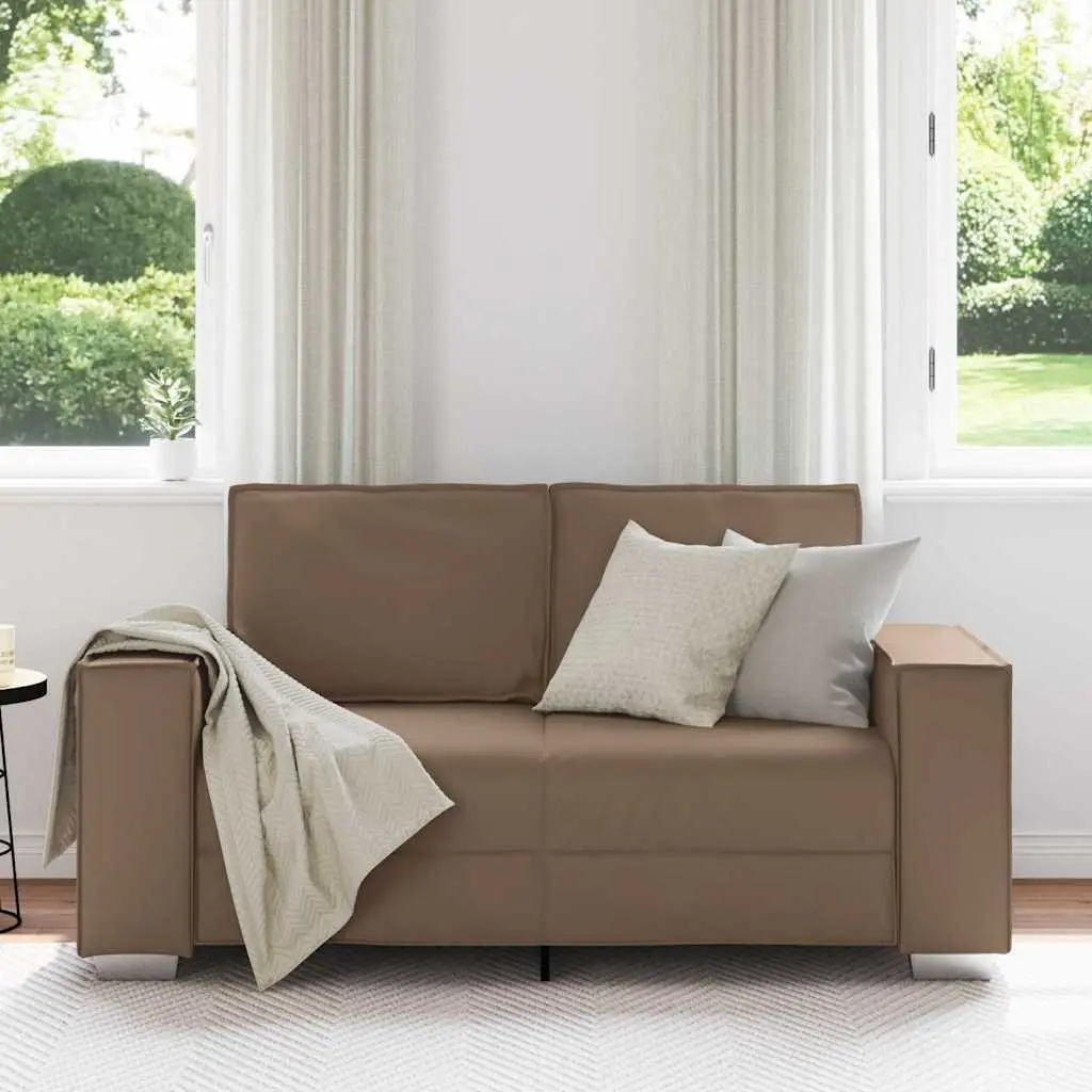 Loveseat Sofa 160 cm Faux Leather 2 Seater Living Room Couch Cappuccino Brown