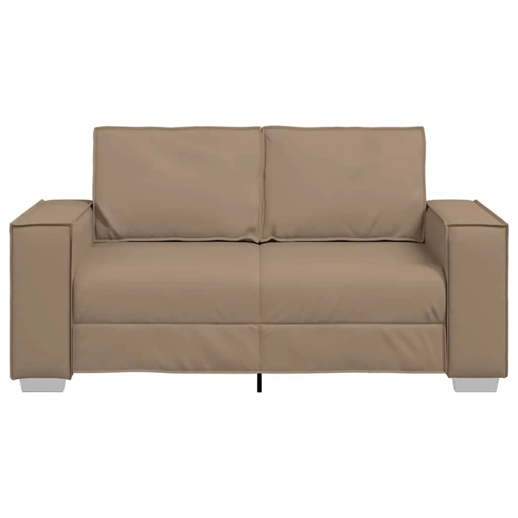 Loveseat Sofa 160 cm Faux Leather 2 Seater Living Room Couch Cappuccino Brown
