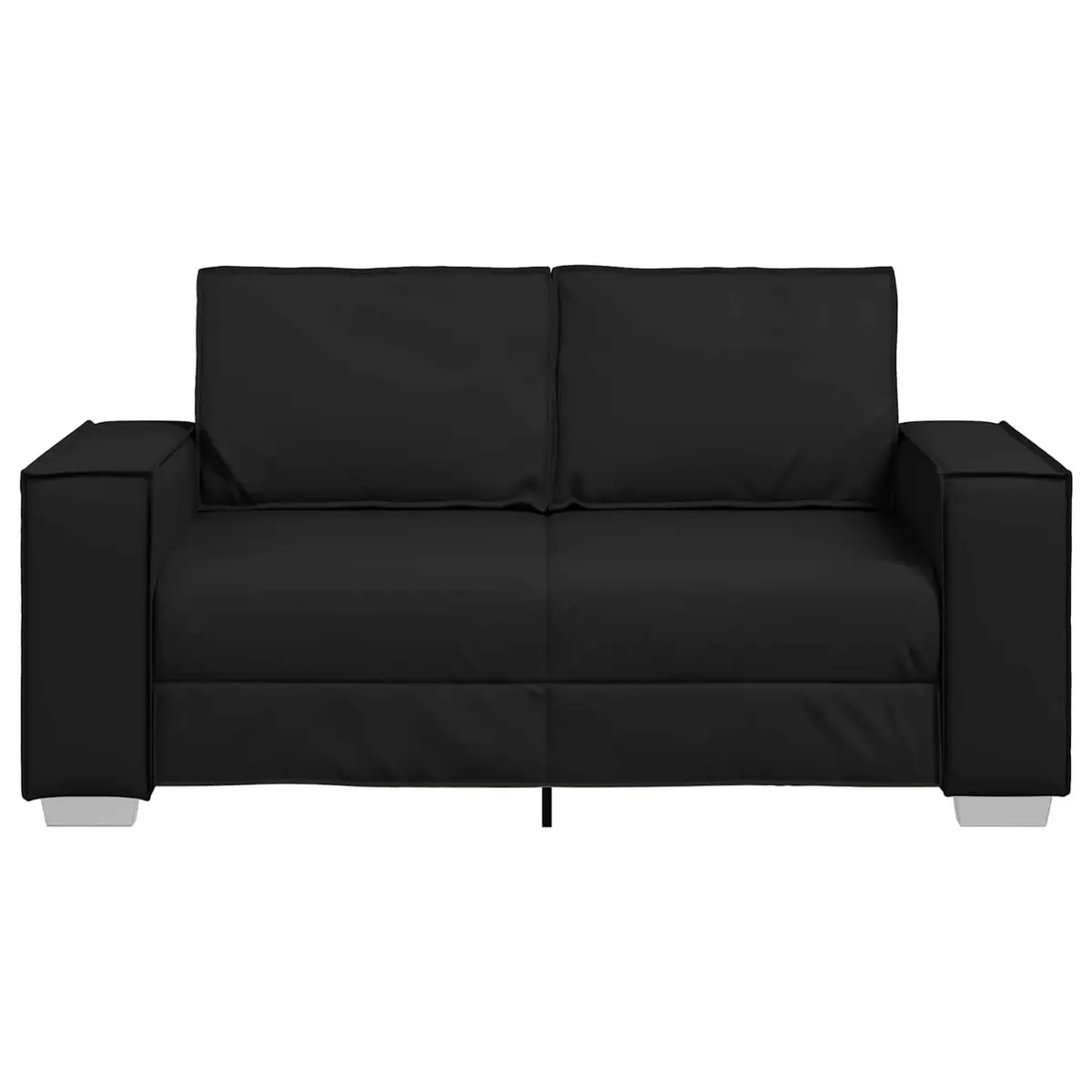 Loveseat Sofa Faux Leather 160cm Black Modern Compact Living Room Furniture