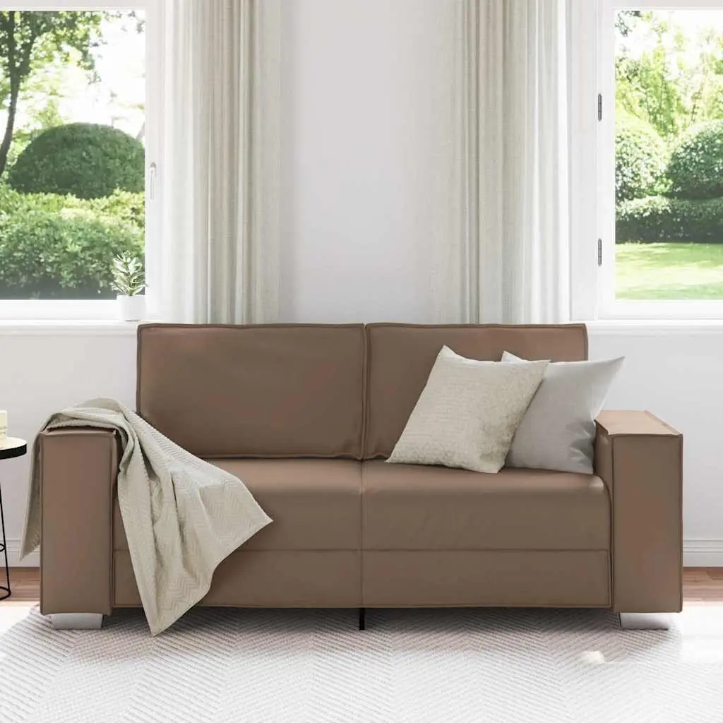 Loveseat Sofa 180 cm Modern Living Room Seating Brown Faux Leather Furniture