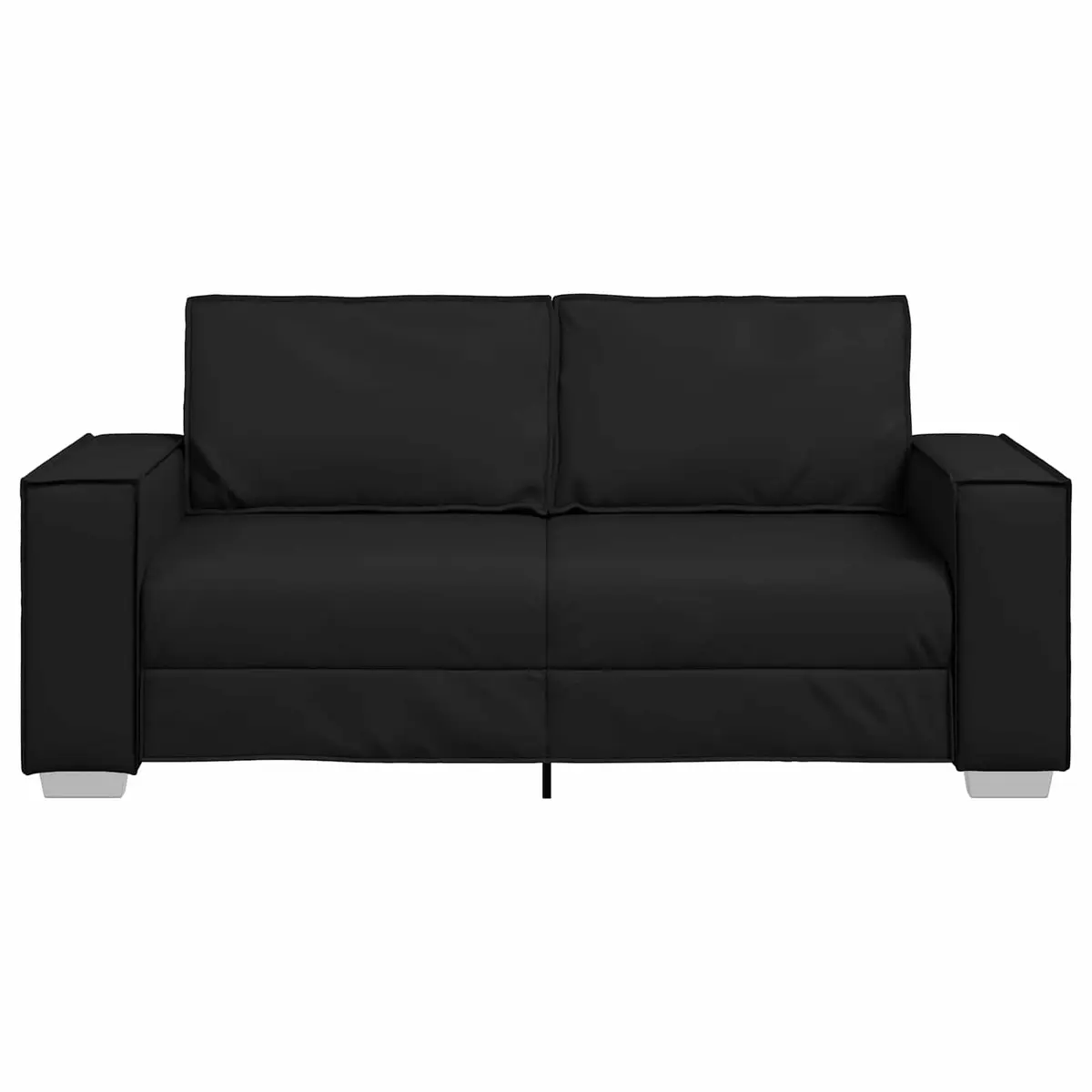 Loveseat Sofa Faux Leather 180cm Black Modern Living Room Furniture