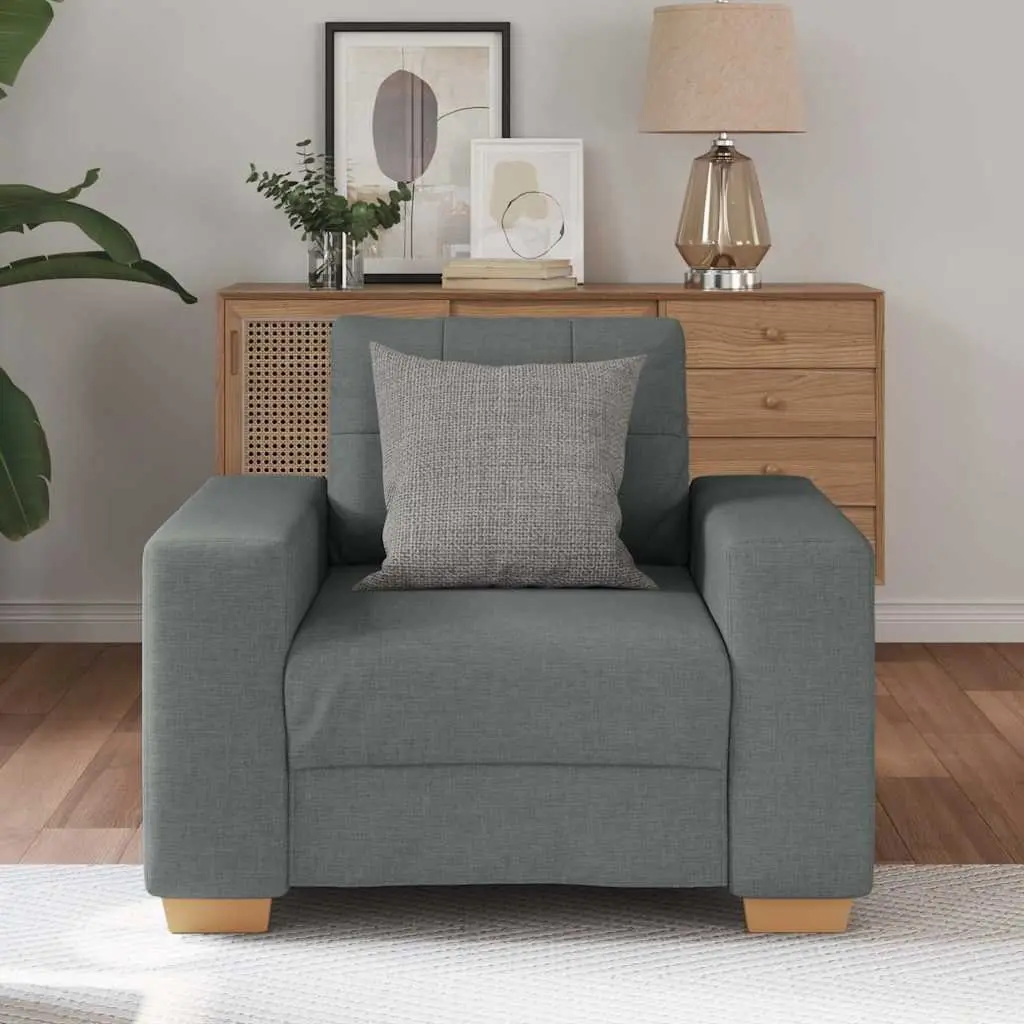 Sofa Chair Grey Fabric Padded Armchair Living Room Furniture 100 x 78 x 80 cm