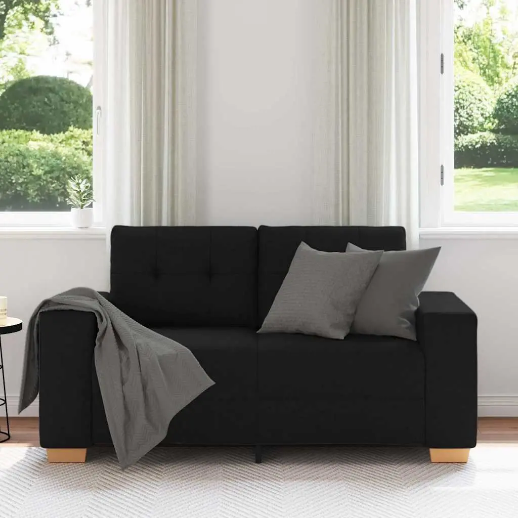 Loveseat Sofa Polyester Fabric Black 160x77x82cm