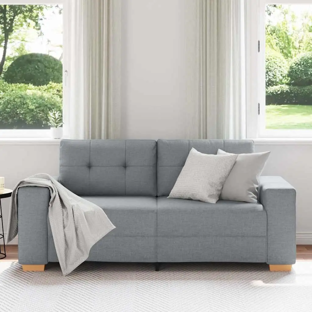 Loveseat Sofa Grey 180x77x82cm Fabric Upholstered Padded Seats Comfortable Couch