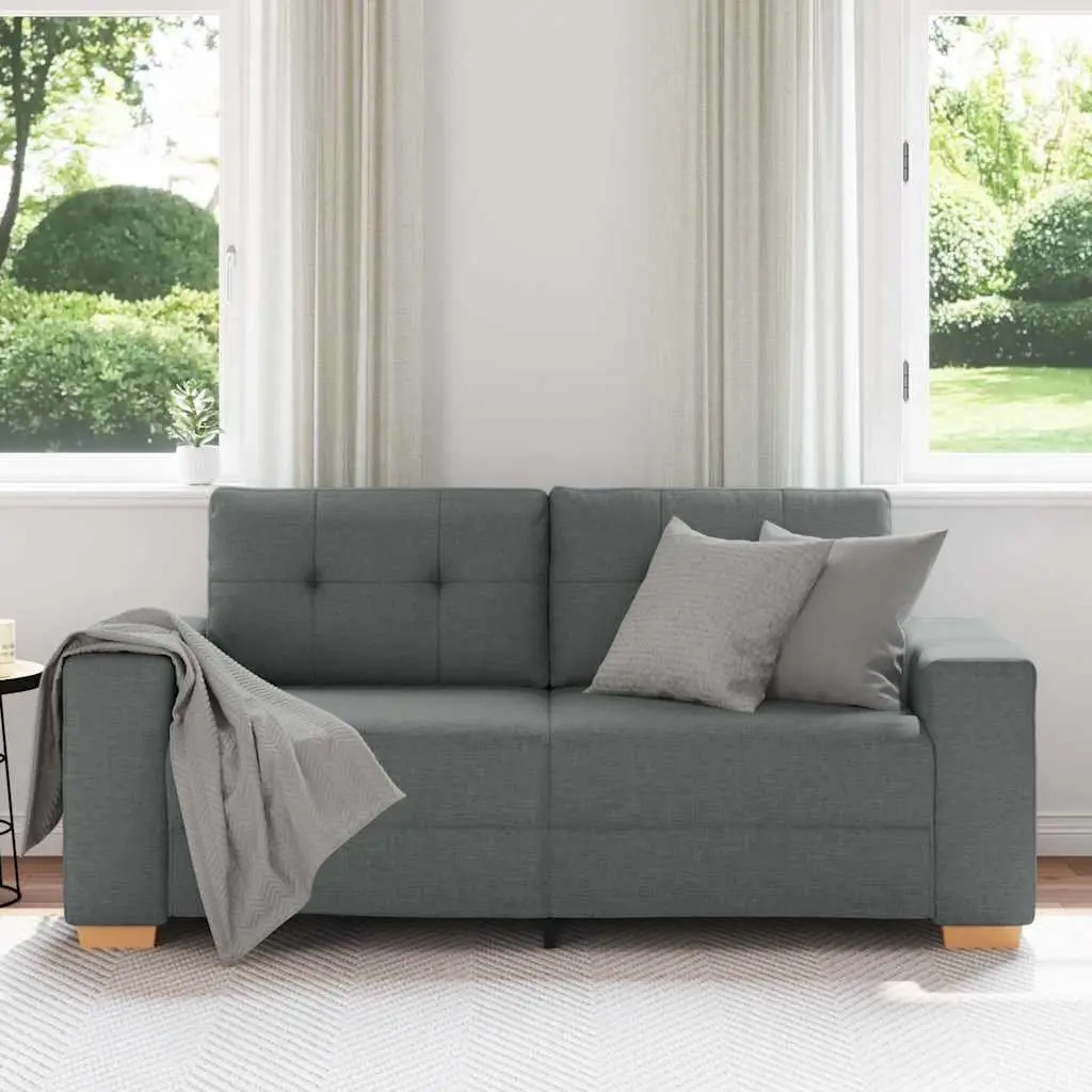 Loveseat Sofa Grey Fabric 180x77x82cm Padded Seats