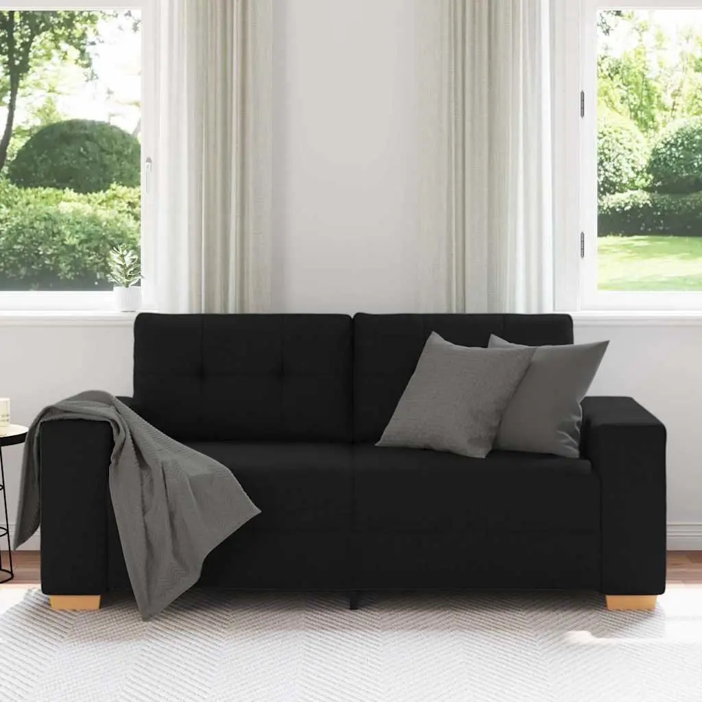 Loveseat Sofa Fabric Black 180x77x82cm Two Seater