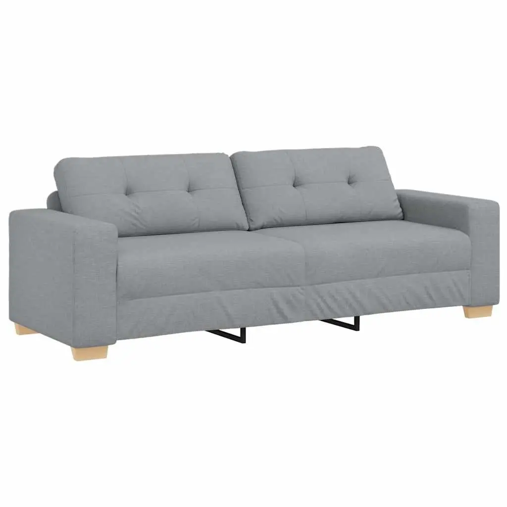 3-Seater Sofa Polyester Fabric Grey Modern Couch Living Room Lounge Seat