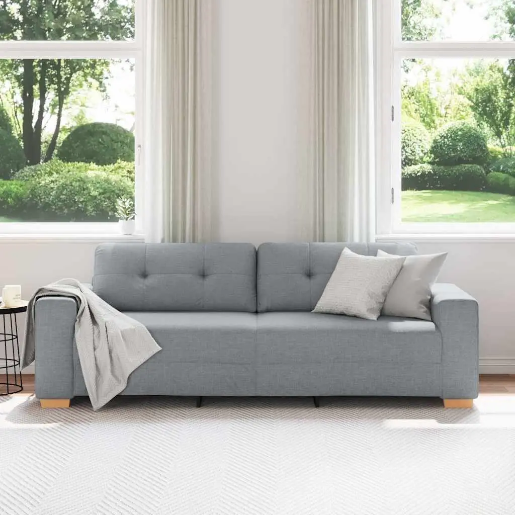 3-Seater Sofa Polyester Fabric Grey Modern Couch Living Room Lounge Seat