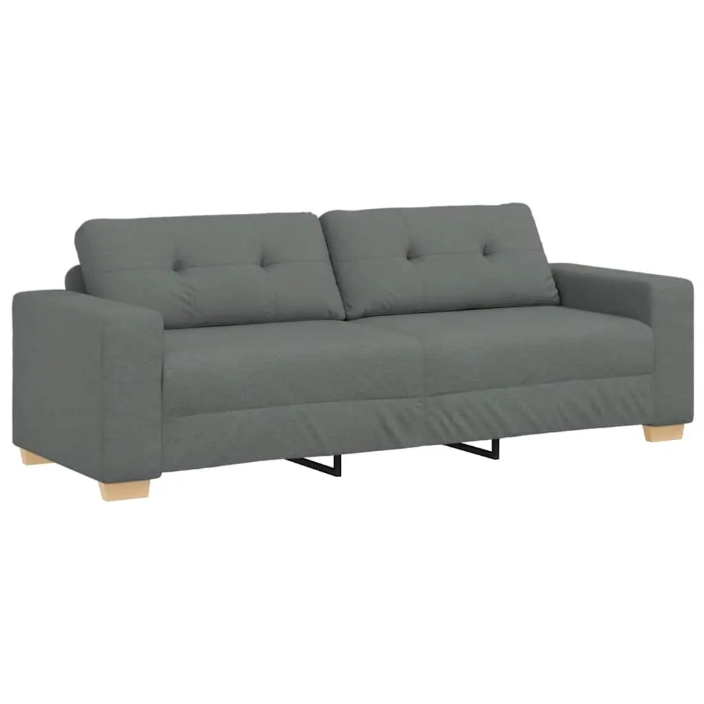 3-Seater Sofa Polyester Fabric Grey Modern Couch Living Room Furniture