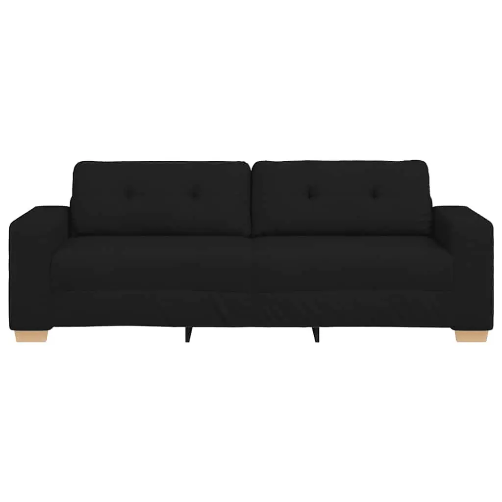 3-Seater Sofa Polyester Fabric 220cm Black Modern Couch