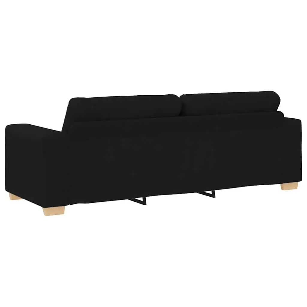 3-Seater Sofa Polyester Fabric 220cm Black Modern Couch
