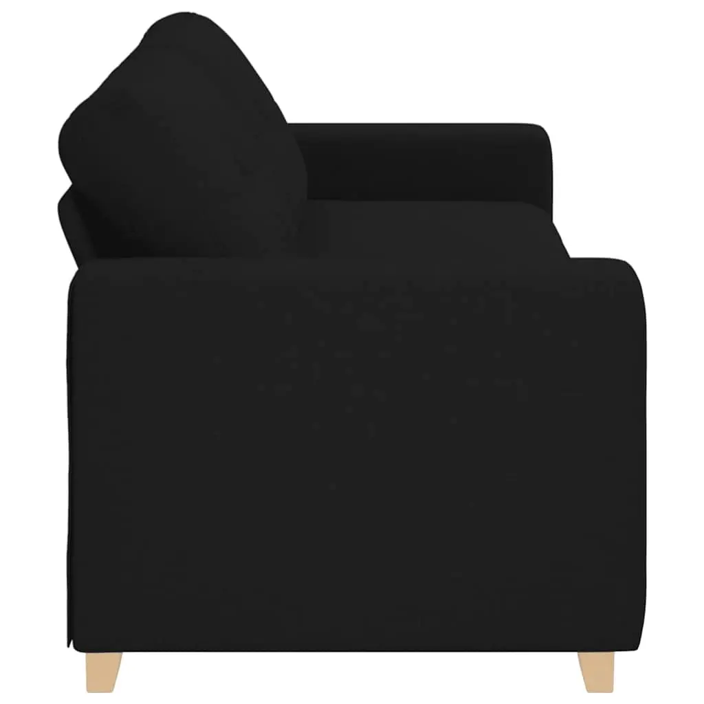 3-Seater Sofa Polyester Fabric 220cm Black Modern Couch