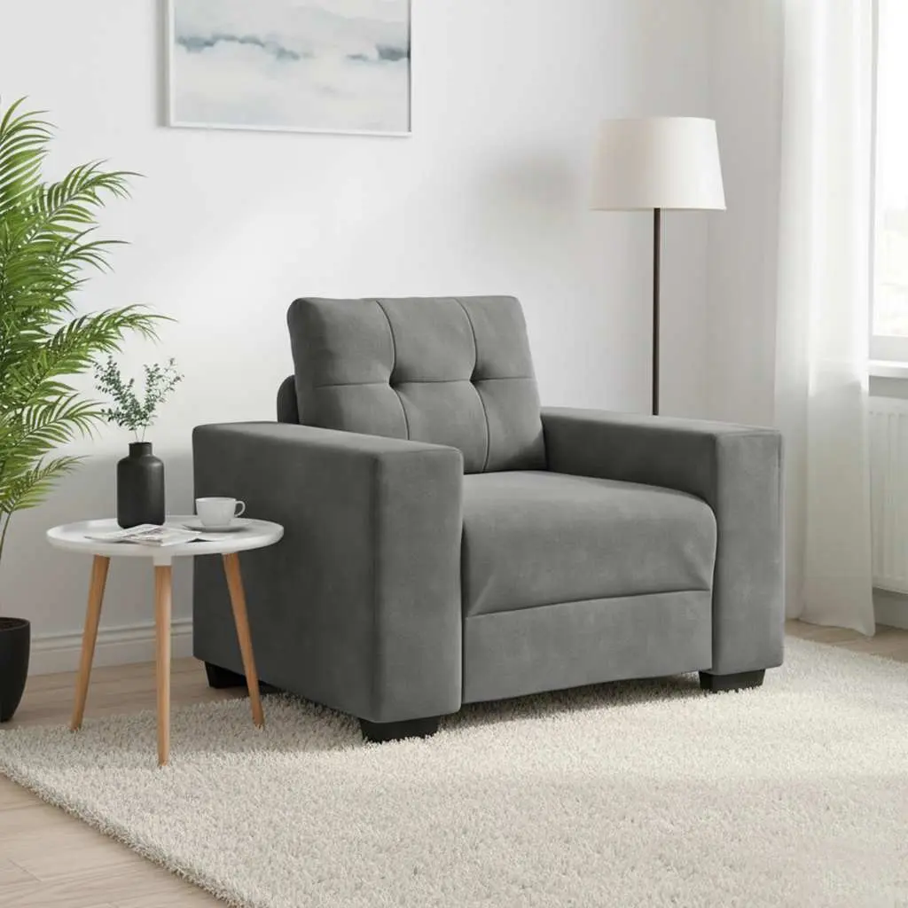 Grey Velvet Sofa Chair for Relaxing and Unwinding