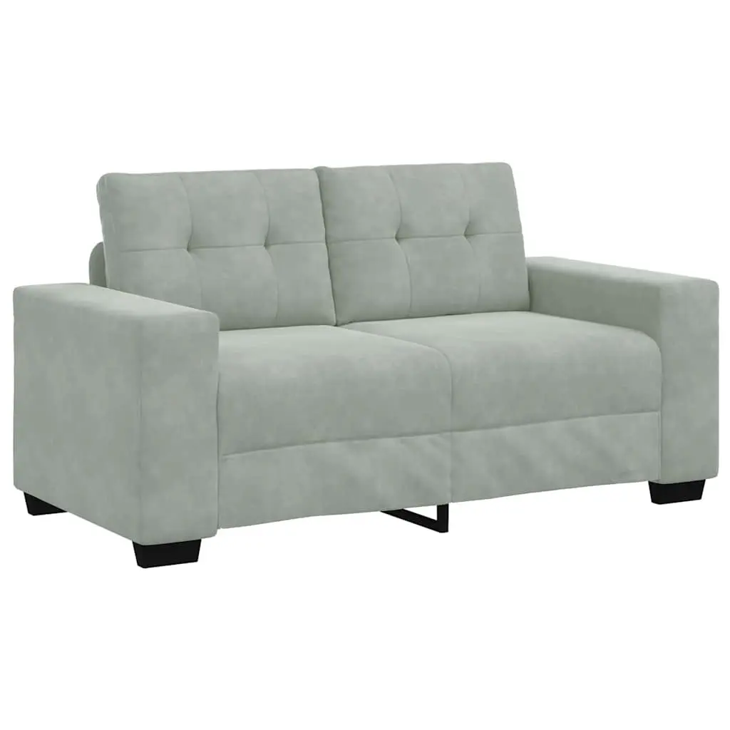 Loveseat Sofa Velvet Fabric Grey 160x77x82cm Modern Two Seater Couch