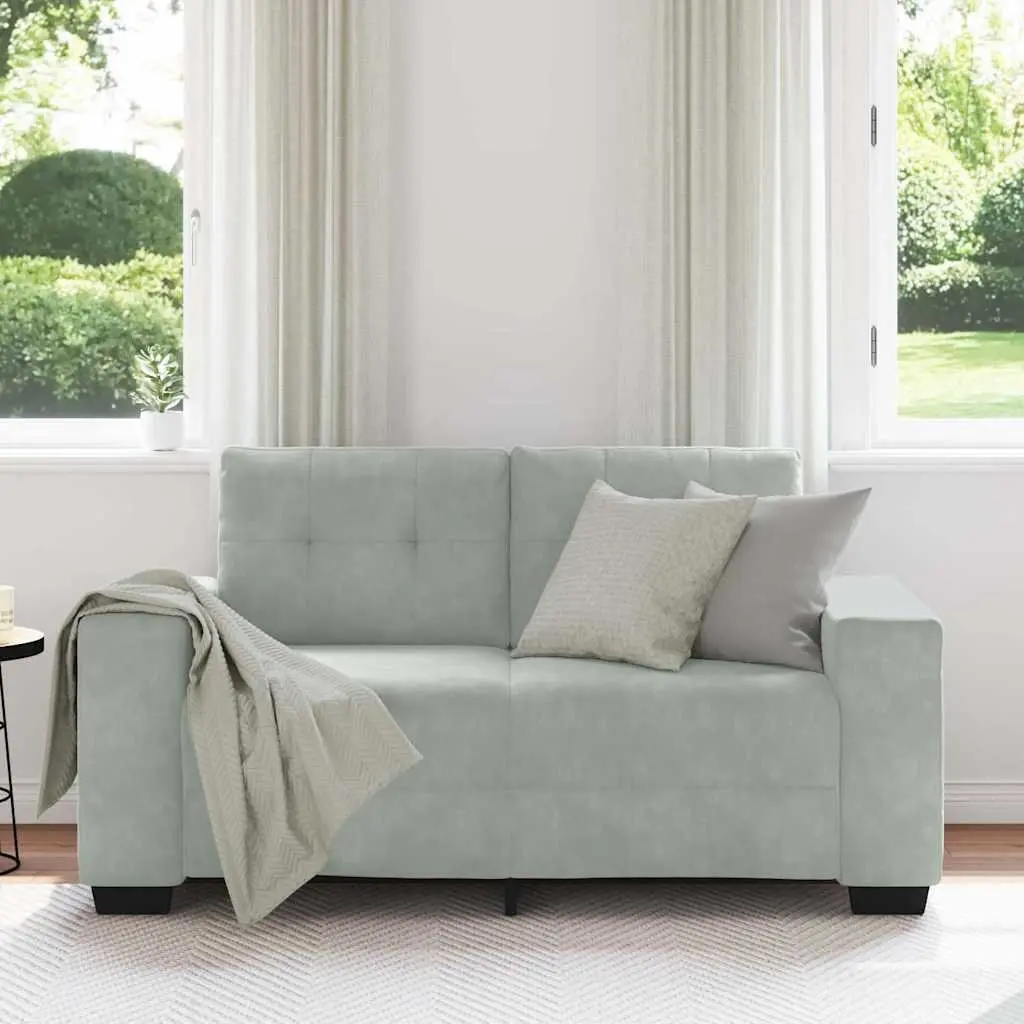 Loveseat Sofa Velvet Fabric Grey 160x77x82cm Modern Two Seater Couch