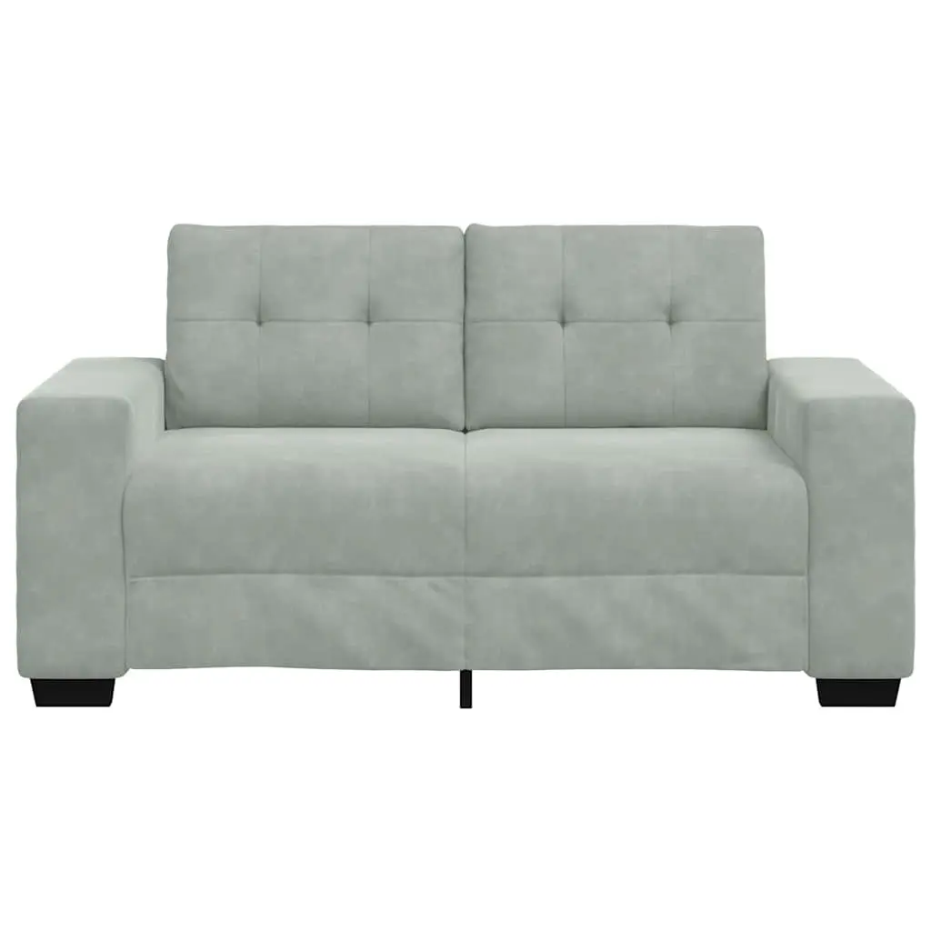 Loveseat Sofa Velvet Fabric Grey 160x77x82cm Modern Two Seater Couch