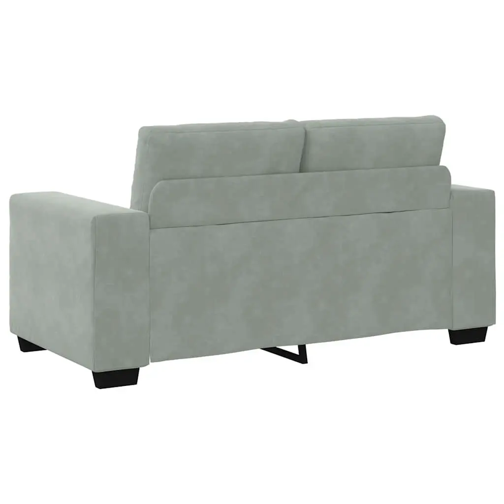 Loveseat Sofa Velvet Fabric Grey 160x77x82cm Modern Two Seater Couch