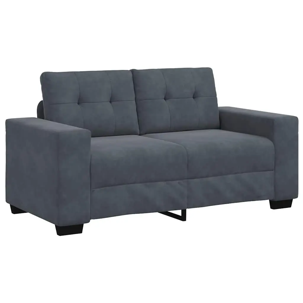 Loveseat Sofa Dark Grey Velvet 2 Seater Couch Living Room Bedroom Study