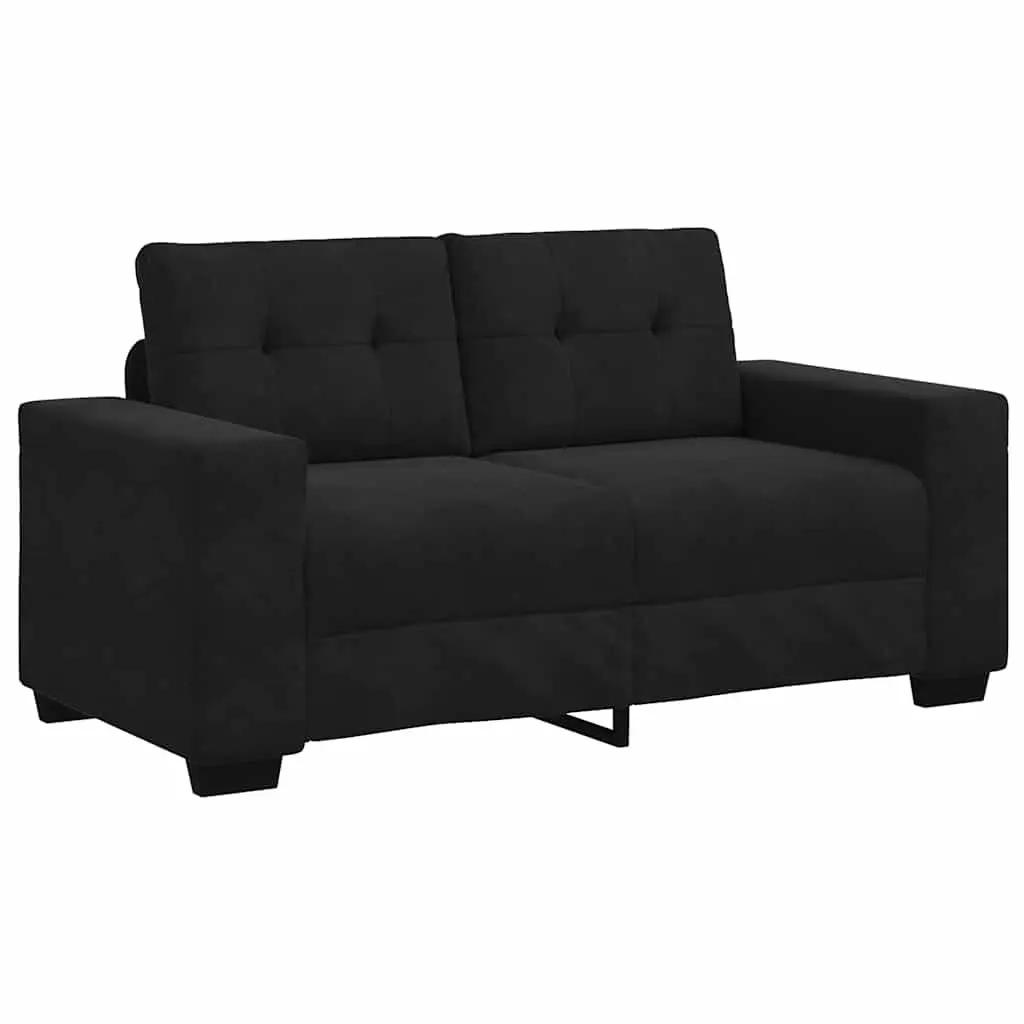 Loveseat Sofa Black Velvet 2 Seater Couch 160x77x82cm Living Room Bedroom