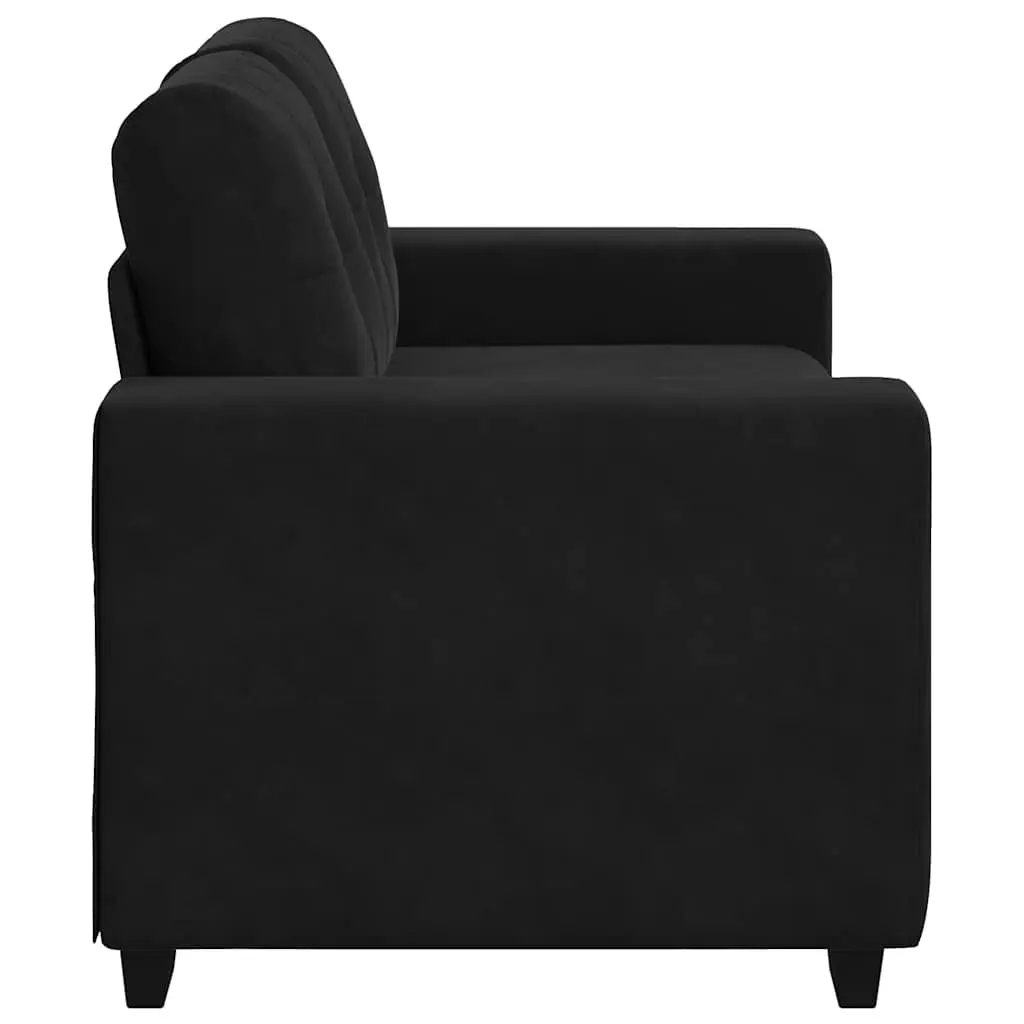 Loveseat Sofa Black Velvet 2 Seater Couch 160x77x82cm Living Room Bedroom