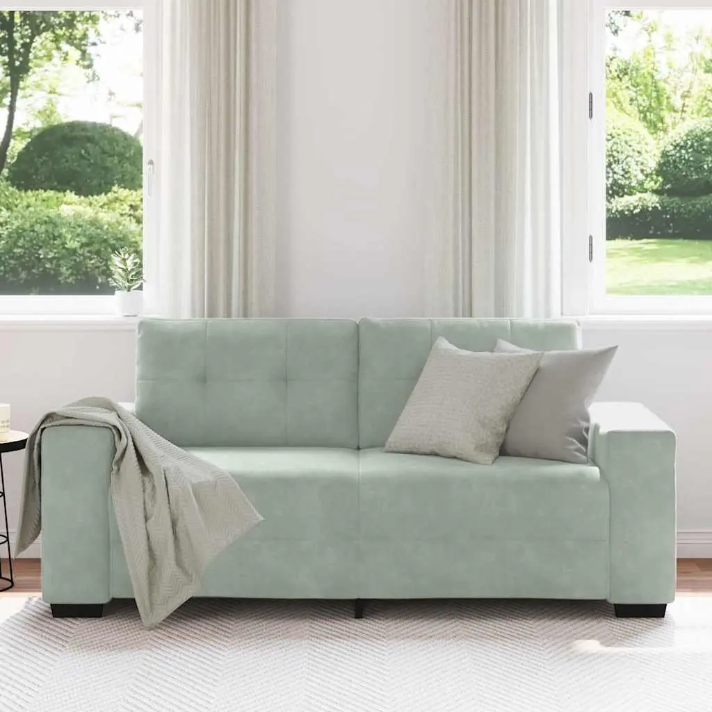 Loveseat Sofa Light Grey Velvet 2 Seater Couch Living Room Bedroom Furniture