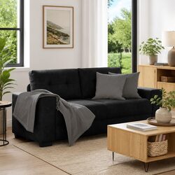 Loveseat Sofa Black Velvet 180x77x82cm Comfortable Padded Seating Armchair