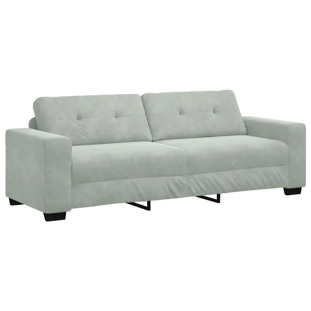 3-Seater Sofa Grey Velvet Modern Living Room Furniture Comfortable Padded Couch