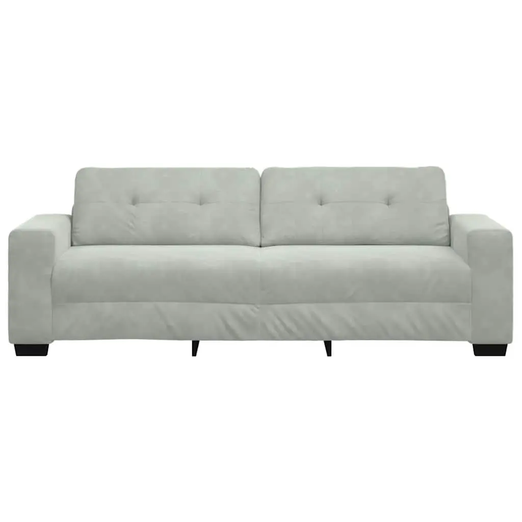 3-Seater Sofa Grey Velvet Modern Living Room Furniture Comfortable Padded Couch