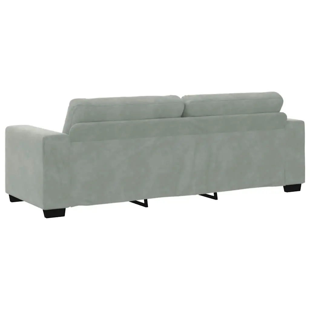 3-Seater Sofa Grey Velvet Modern Living Room Furniture Comfortable Padded Couch
