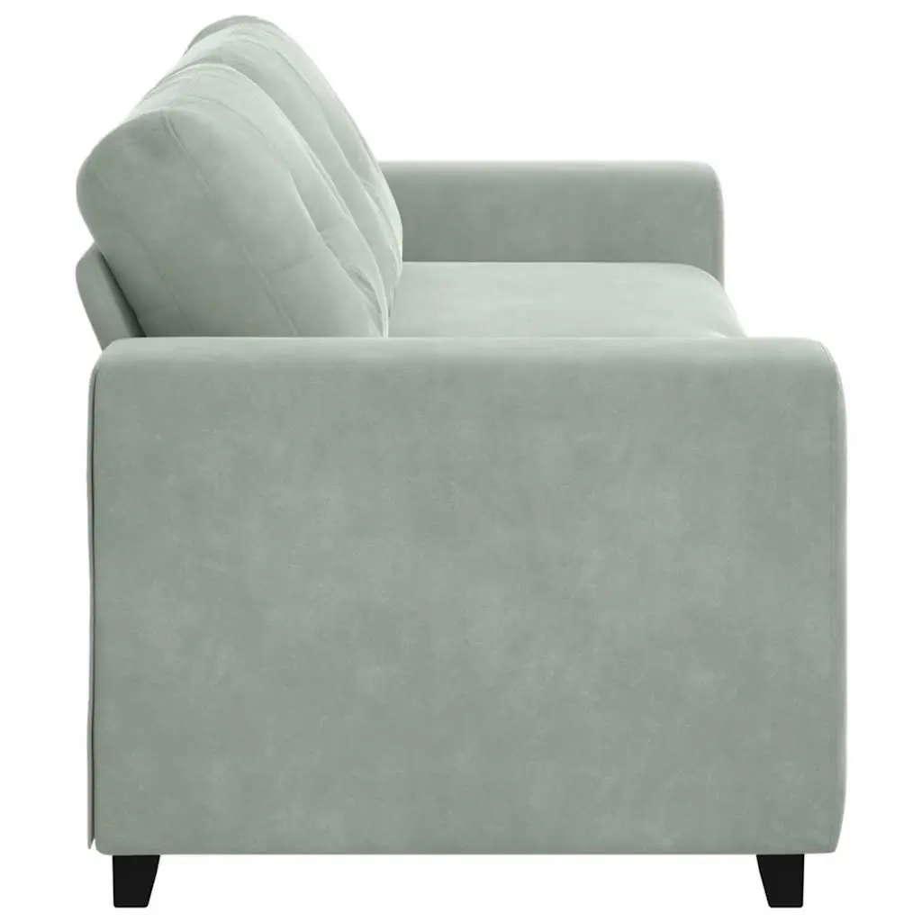 3-Seater Sofa Grey Velvet Modern Living Room Furniture Comfortable Padded Couch