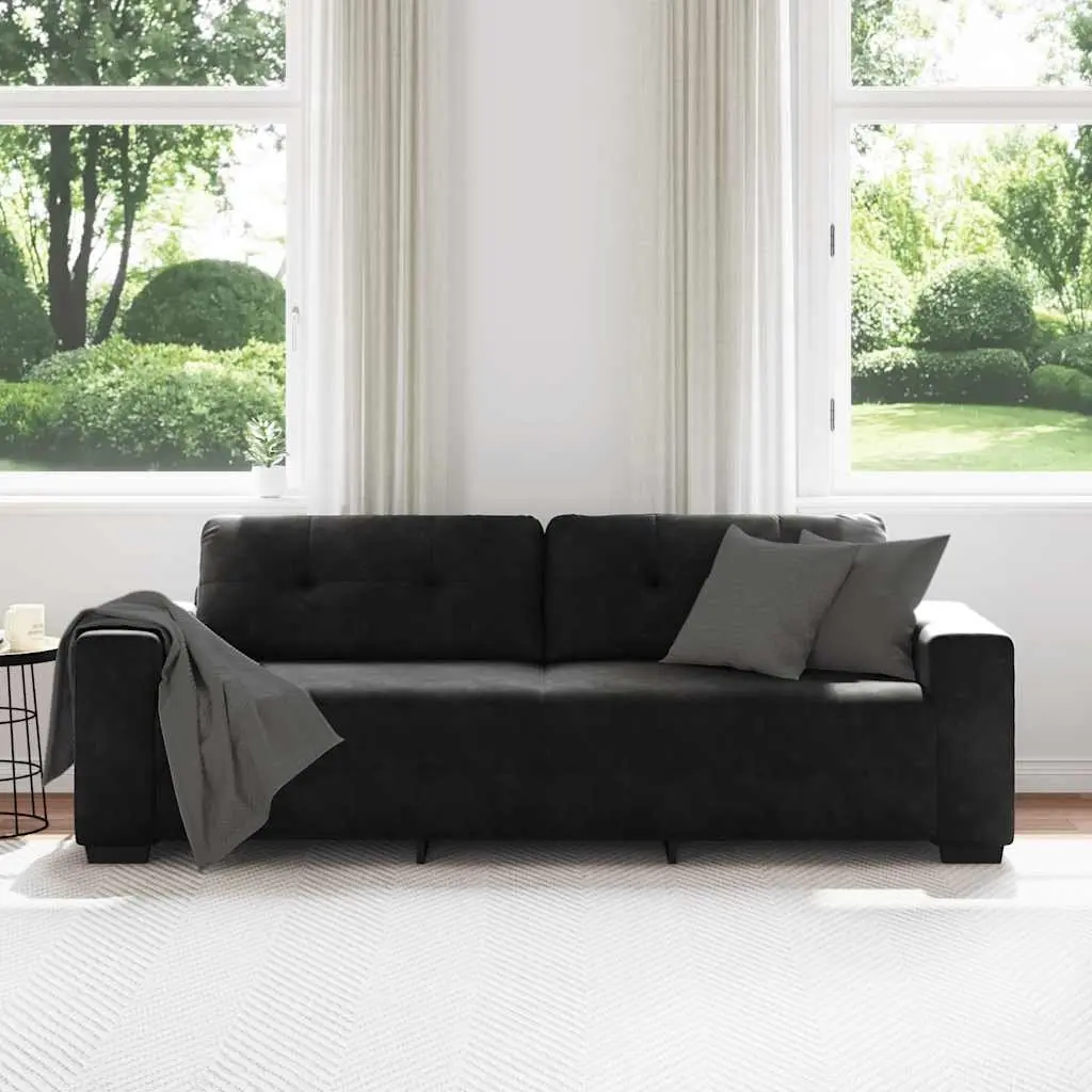 3-Seater Sofa Velvet Black 220x78x80cm