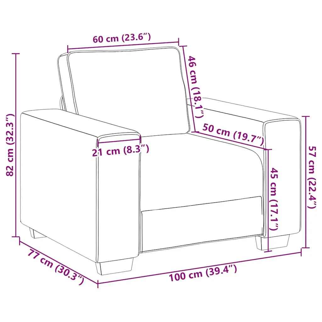 Sofa Chair Polyester Fabric 100x77x82cm Grey