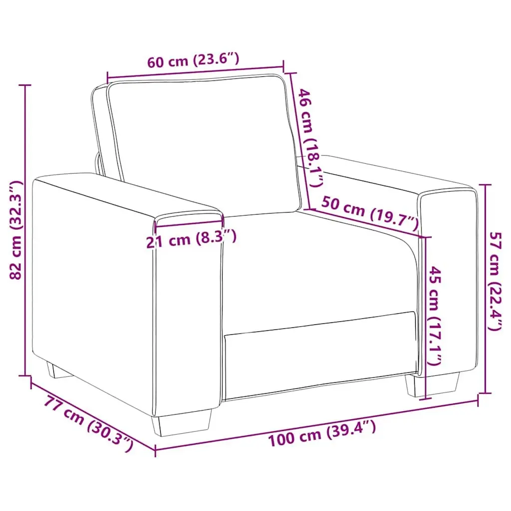 Sofa Chair Polyester Fabric Black 100x77x82cm