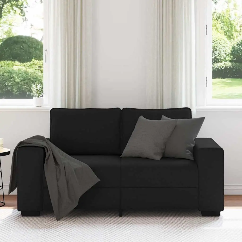 2-Seater Sofa Black Fabric Lounge Living Room Furniture Couch 160x77x82 cm