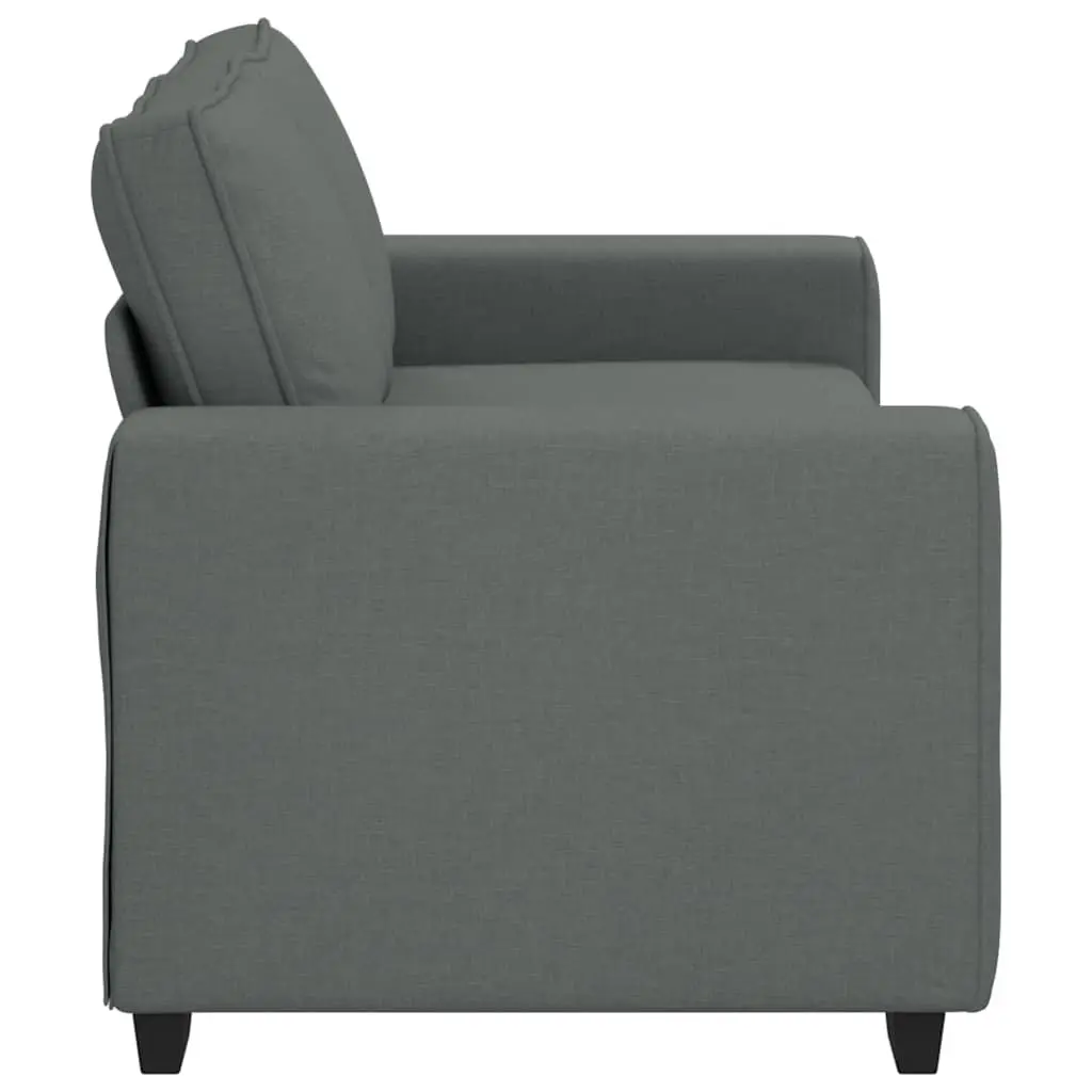 2-Seater Sofa Polyester Fabric Dark Grey Wooden and Metal Frame