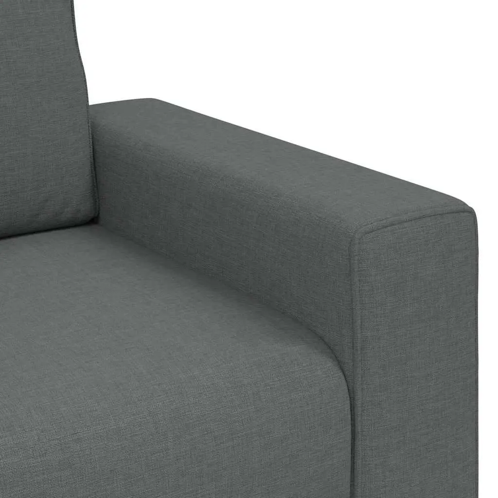 2-Seater Sofa Polyester Fabric Dark Grey Wooden and Metal Frame
