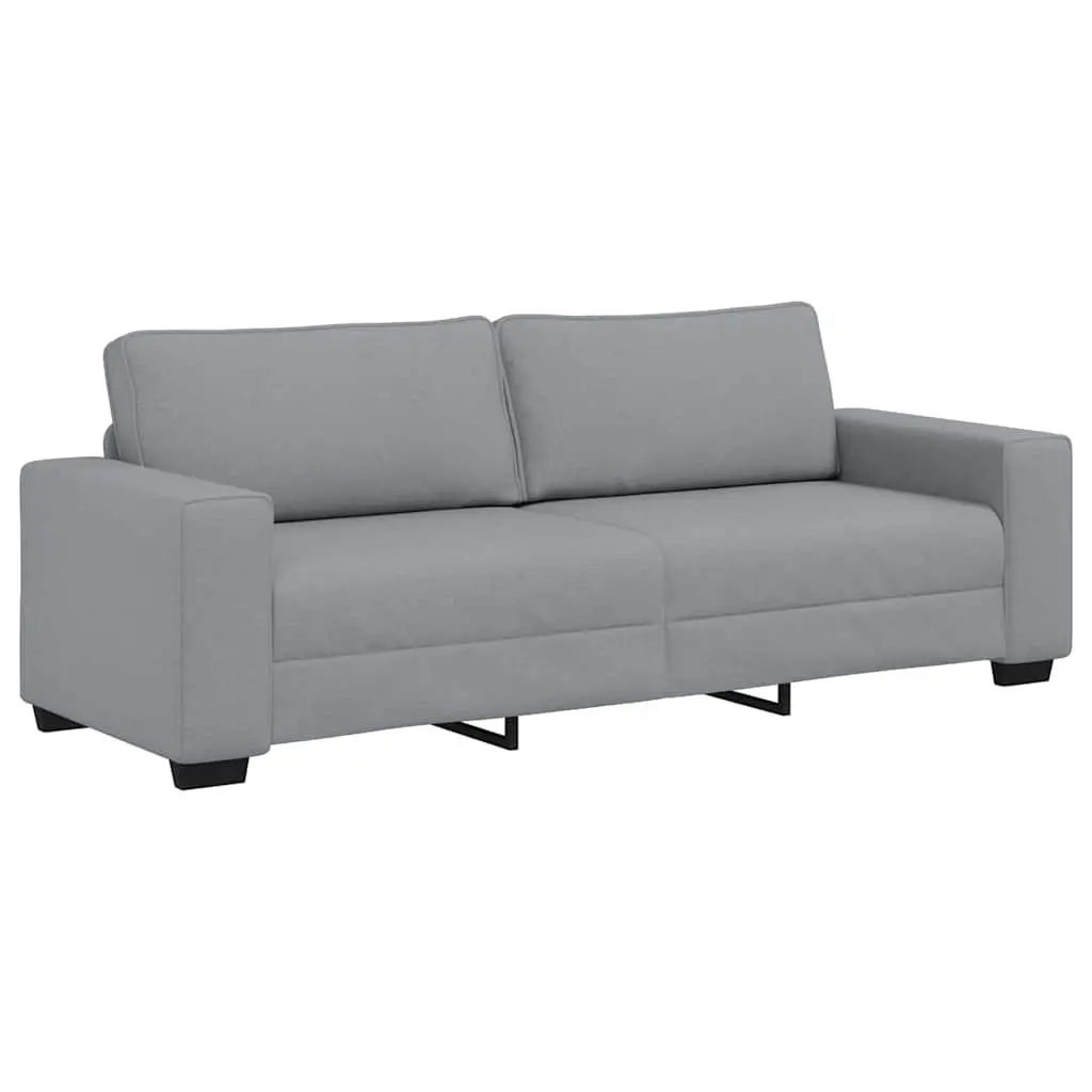 3-Seater Sofa Polyester Fabric Grey 220x77x82cm Wooden and Metal Frame