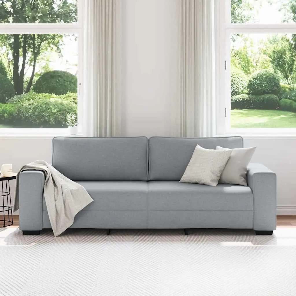 3-Seater Sofa Polyester Fabric Grey 220x77x82cm Wooden and Metal Frame