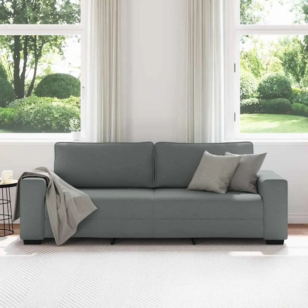 3-Seater Sofa Dark Grey 220x77x82 cm Fabric Living Room Couch Lounge Furniture