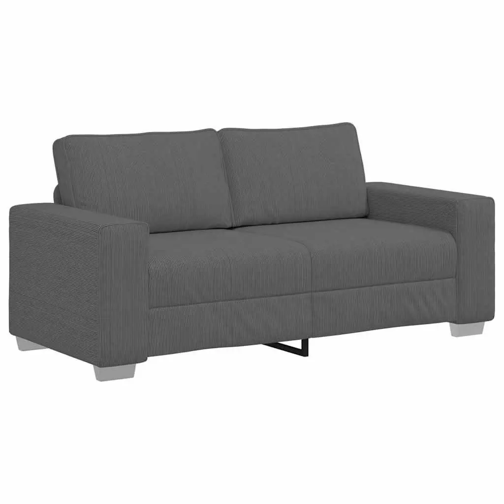 Loveseat Sofa Corduroy Grey 180x77x82cm Padded Seating