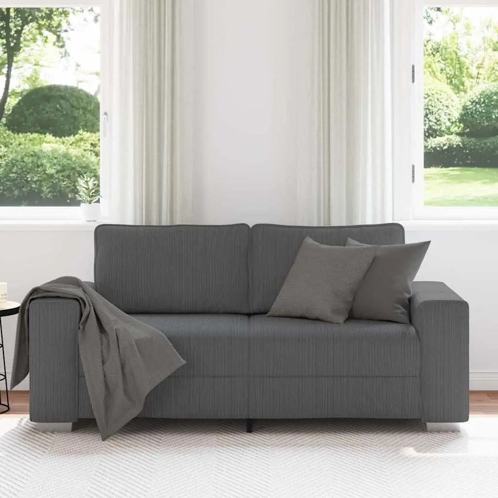 Loveseat Sofa Corduroy Grey 180x77x82cm Padded Seating
