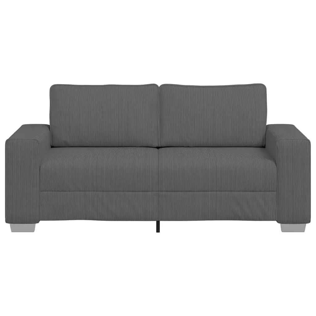 Loveseat Sofa Corduroy Grey 180x77x82cm Padded Seating