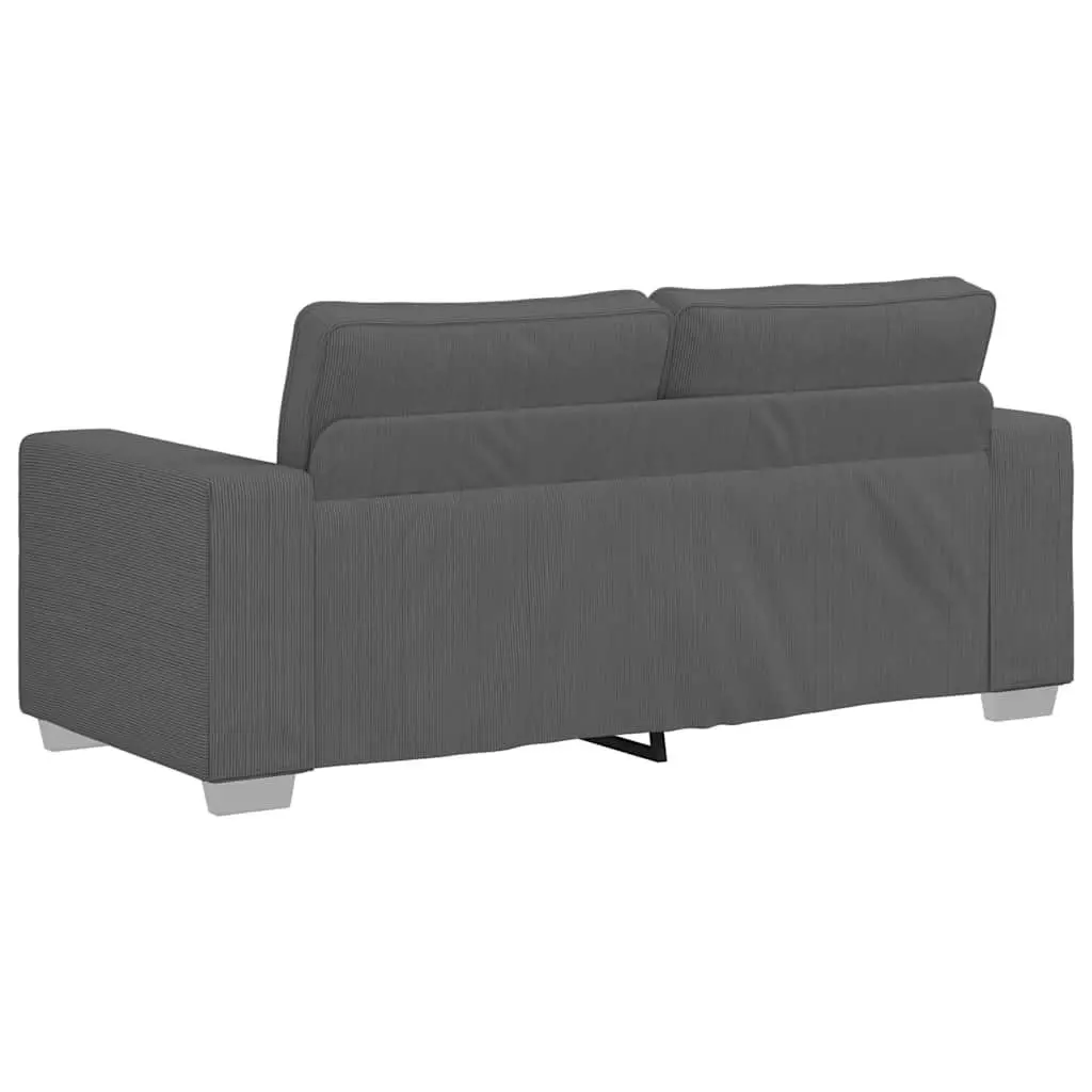 Loveseat Sofa Corduroy Grey 180x77x82cm Padded Seating