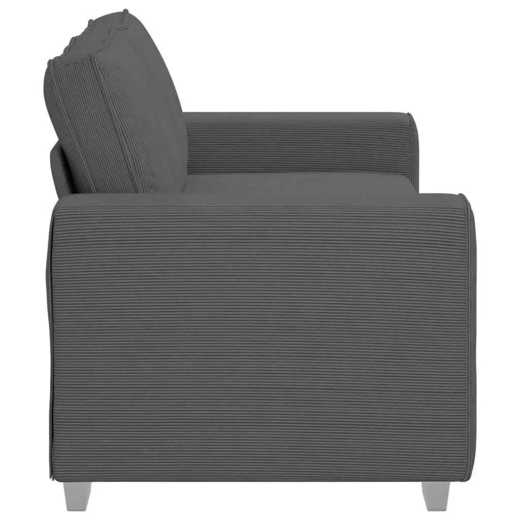 Loveseat Sofa Corduroy Grey 180x77x82cm Padded Seating